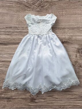 Girls Sweet Pea and Lilli White Flower Girl Dress Size 7
